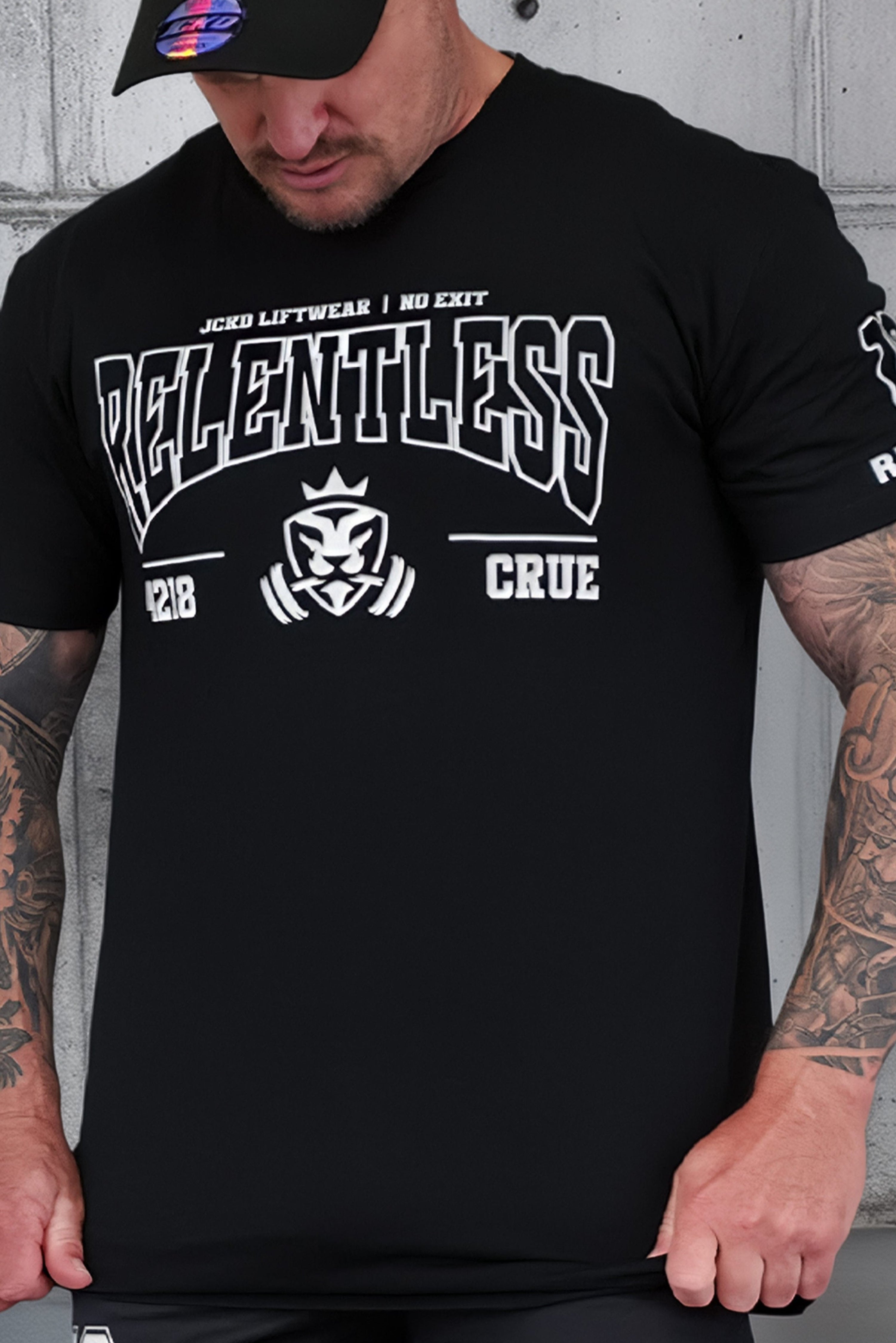 JCKD 3018 No Exit Tee black, bold No Exit graphic on premium heavyweight 220 GSM cotton gym tee
