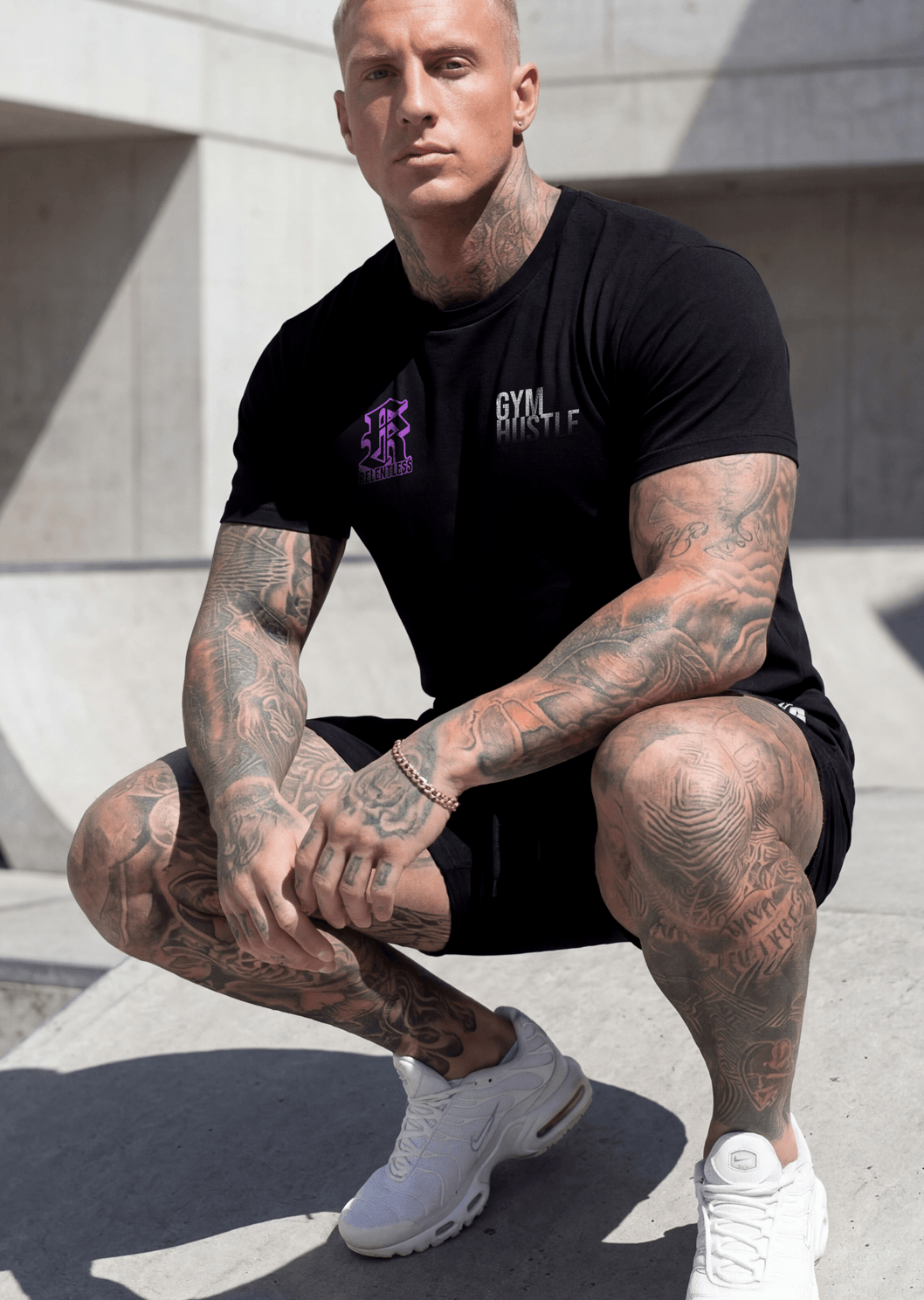 JCKD 3018 Gym Hustle Tee black, bold Gym Hustle graphic on premium heavyweight 220 GSM cotton gym tee