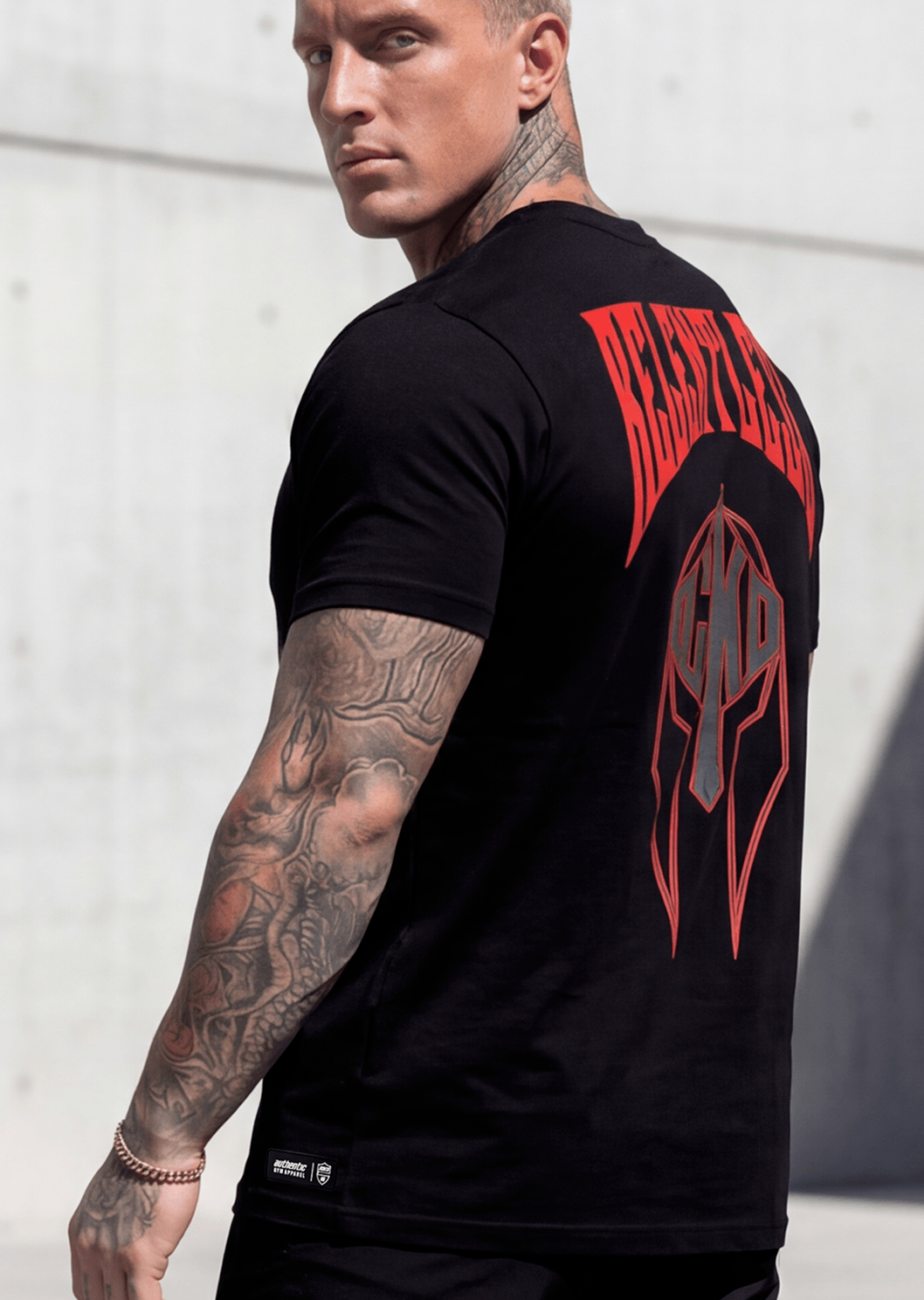 JCKD 3018 Spartan Crue Tee black, bold Spartan warrior graphic on premium 220 GSM cotton gym tee